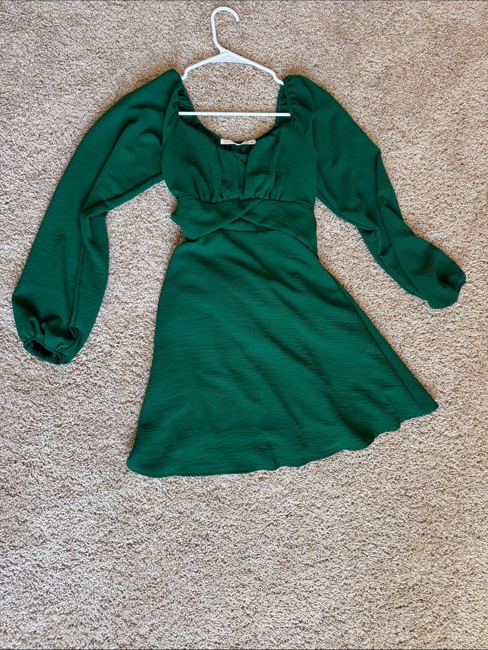 Altar'd State Emerald Long-Sleeve Fit & Flare Dress